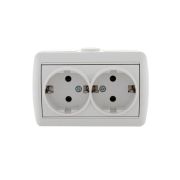 Розетка 2-м ОП Nata 16А IP20 с заземл. керамика бел. LEZARD 710-0200-127