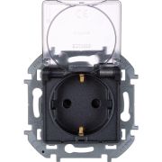 Розетка 1-м СП Inspiria 16А IP44 250В 2P+E защ. шторки с крышкой немецк. стандарт механизм антрацит IEK 673743