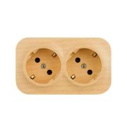Розетка 2-м ОП Quteo 16А IP20 250В 2х2P+E с заземл. защ. шторки дерево IEK 782287