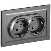 Розетка 2-м СП BRITE РС12-3-БрС 16А в сборе с заземл. без защ. шторок сталь IEK BR-R21-16-K46-F