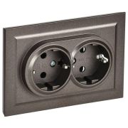 Розетка 2-м СП BRITE РСш12-3-БрТБ 16А в сборе с заземл. защ. шторки бронза IEK BR-R24-16-K45-F