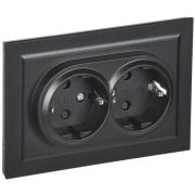 Розетка 2-м СП BRITE РСш12-3-БрЧ 16А в сборе с заземл. защ. шторки черн. IEK BR-R24-16-K02-F