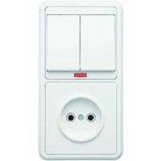 Блок БКВР-213 Бэлла (2-кл. выкл. с инд. + розетка) бел. Кунцево 5829
